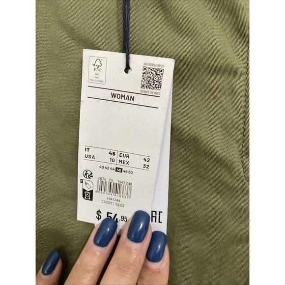 Piombo Women’s Olive Green Chino Straight Leg Stretch Preppy ClassicPants Sz 10 - Picture 6 of 9